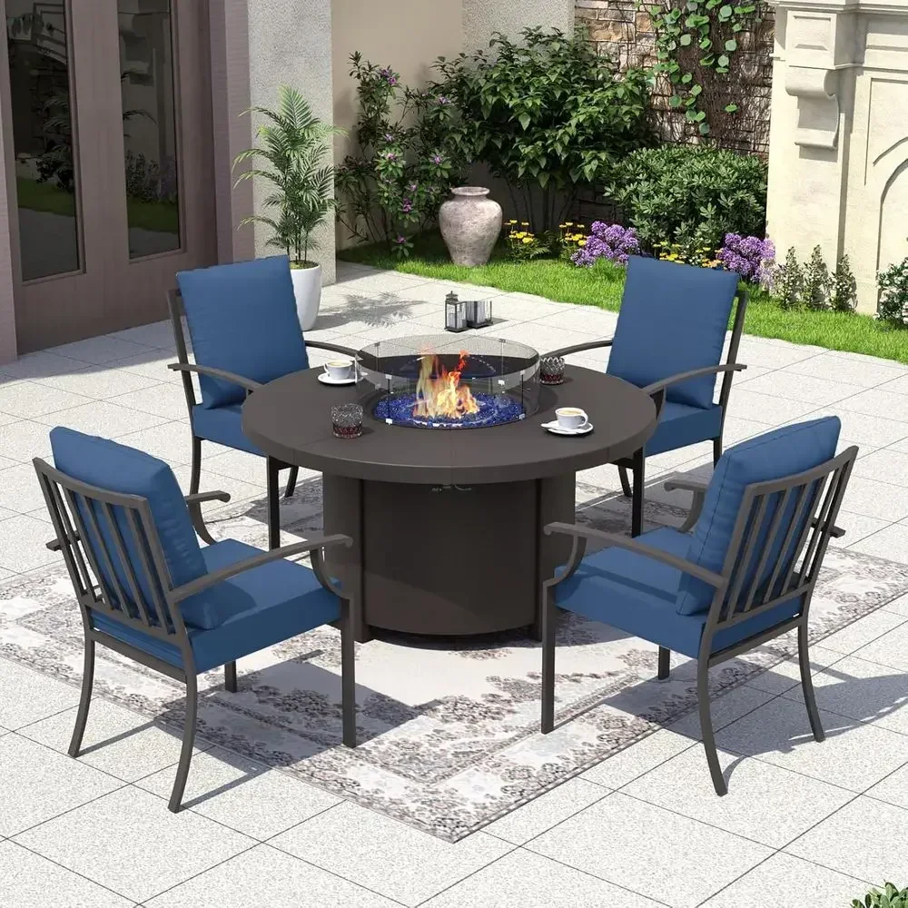 Outdoor Furniture Fire Pit Set - 5-Piece Outdoor Patio Furniture Set with