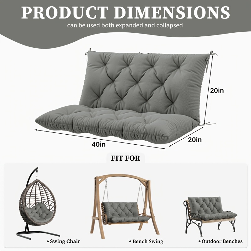 Outdoor Furniture Upholstery - 150x100cm Backrest Porch Swing Cushion 2-3
