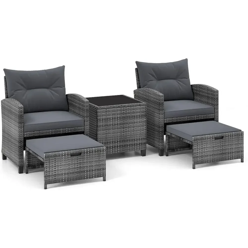 Outdoor Furniture Grey - 5-Piece Outdoor Wicker Furniture Set with
