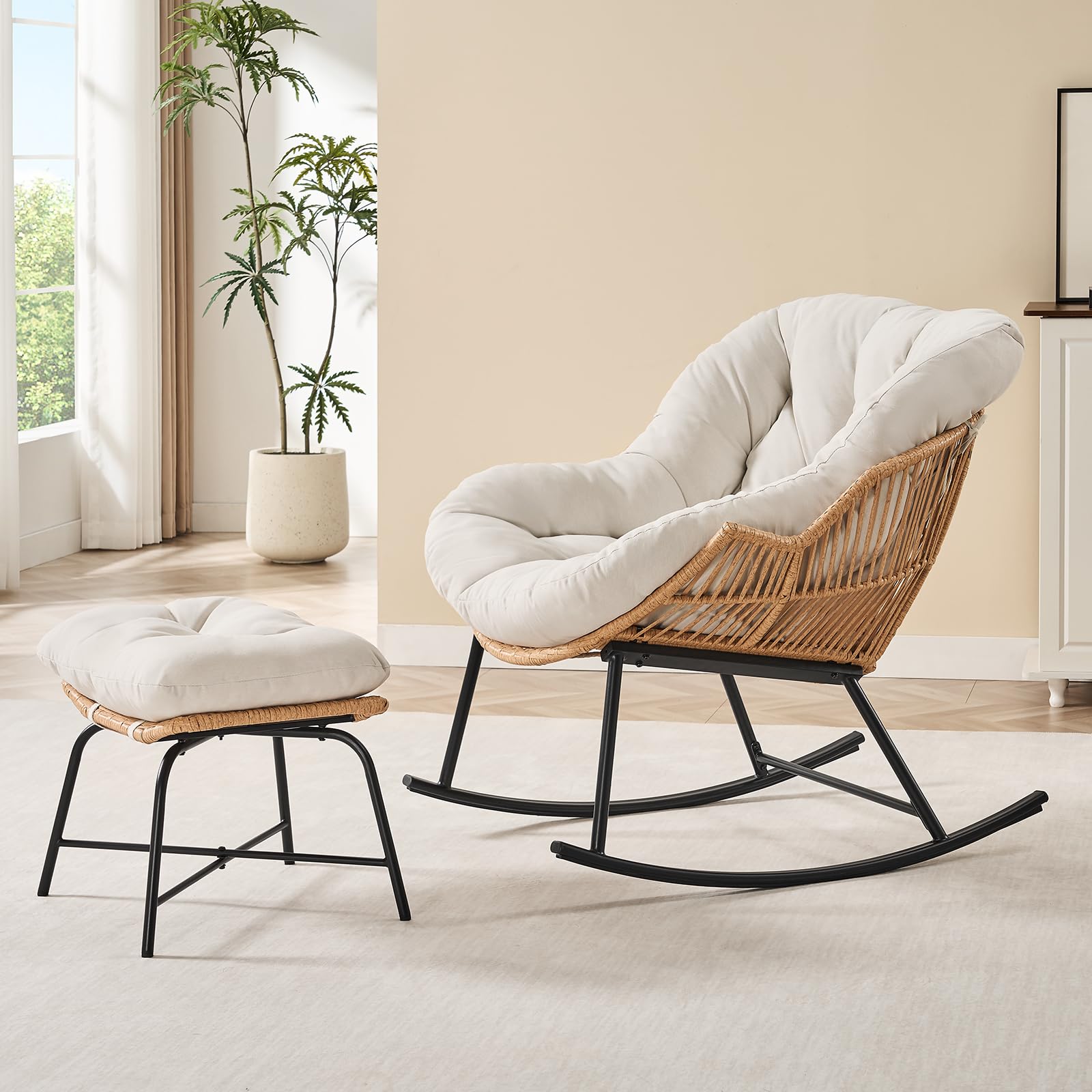 Grey Rattan Papasan Rocking Ch - Outdoor Furniture Grey review and price