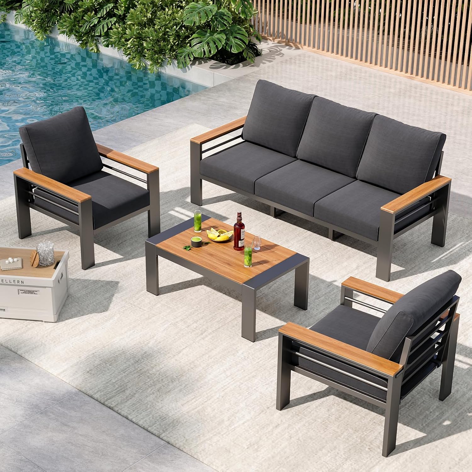 Patio Furniture Set, Aluminum  - Outdoor Furniture Bali review and price