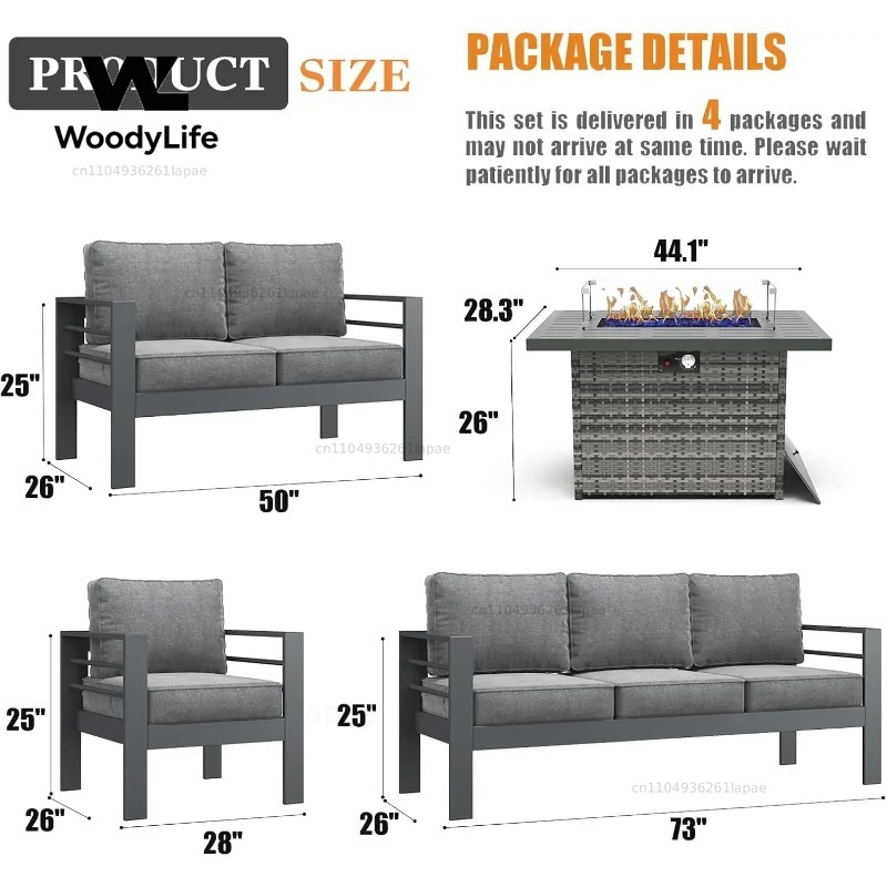 L5 Pieces Modern Aluminum Pati - Outdoor Furniture Fire Pit Set review and price