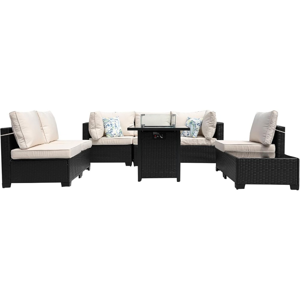 8-Piece Patio Furniture Rattan - Outdoor Furniture Fire Pit Set review and price