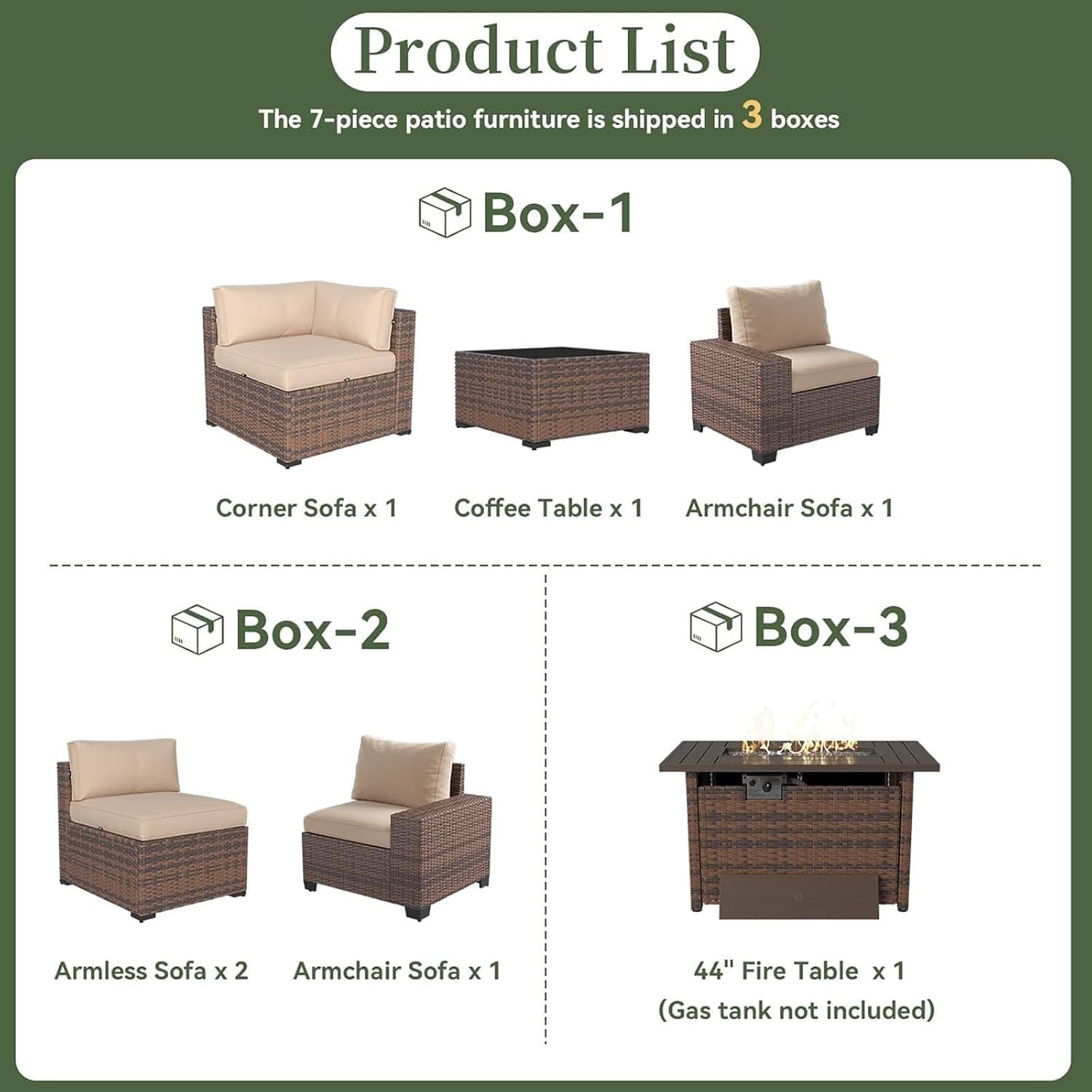 7 Piece Patio Furniture Set wi - Outdoor Furniture Fire Pit Set review and price