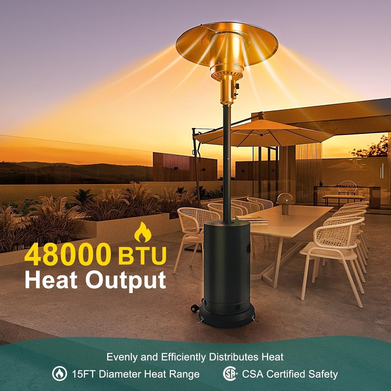 48,000 BTU Outdoor Heat Lamp - - Patio Heater Standing review and price