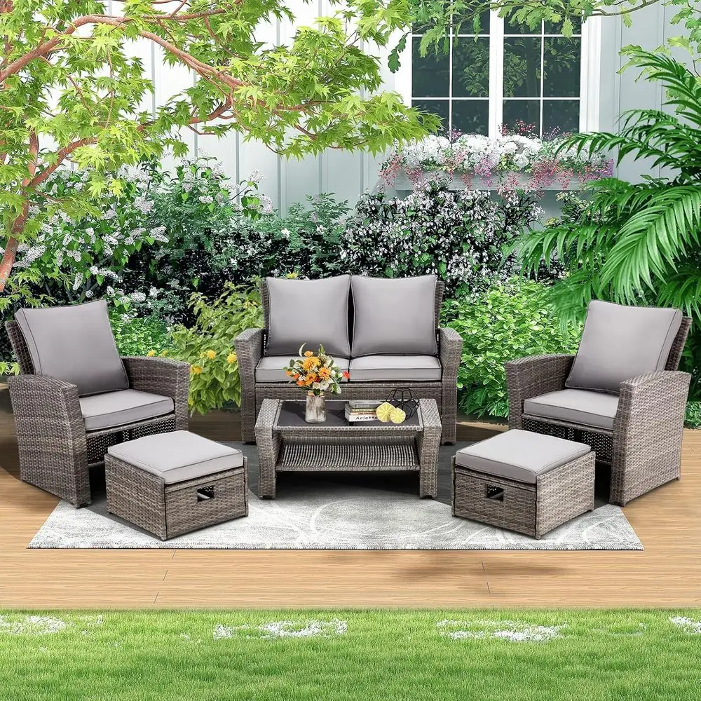 6-Piece Outdoor Sectional Pati - Outdoor Furniture Grey review and price