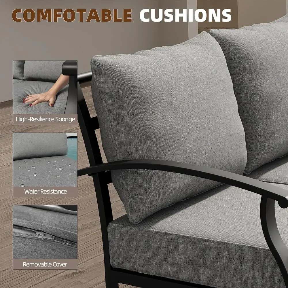 Grey Outdoor Metal Patio Furni - Outdoor Furniture Grey review and price