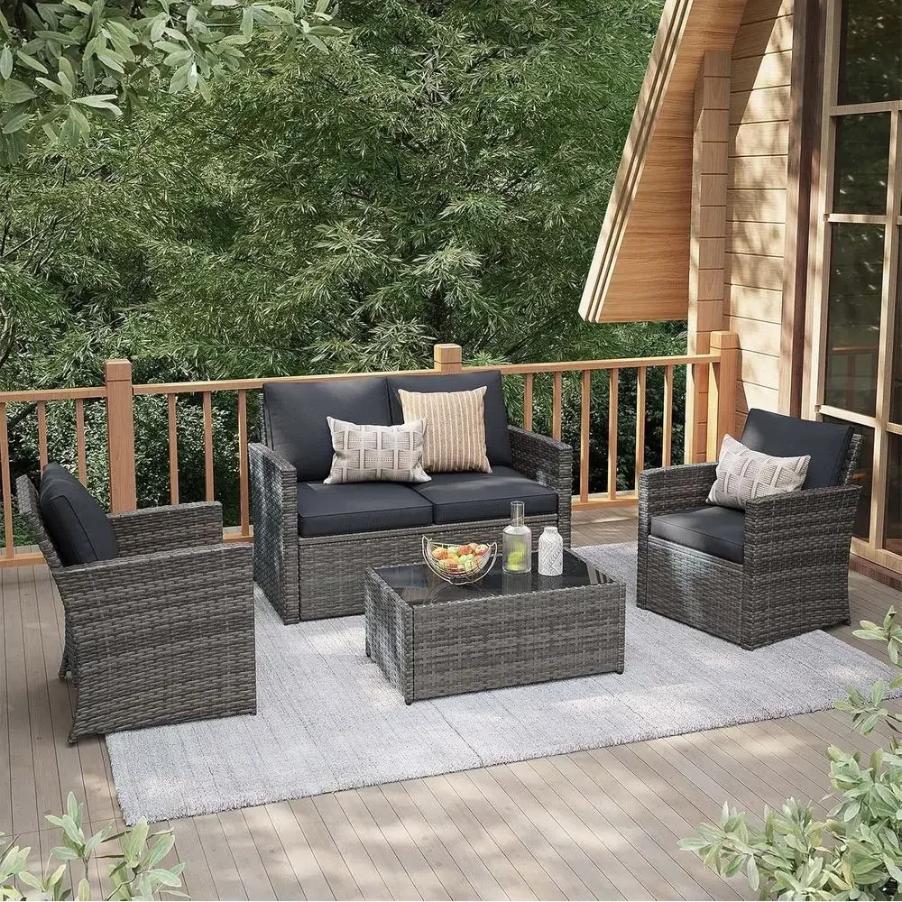 4-Piece Outdoor Patio Furnitur - Outdoor Furniture Grey review and price