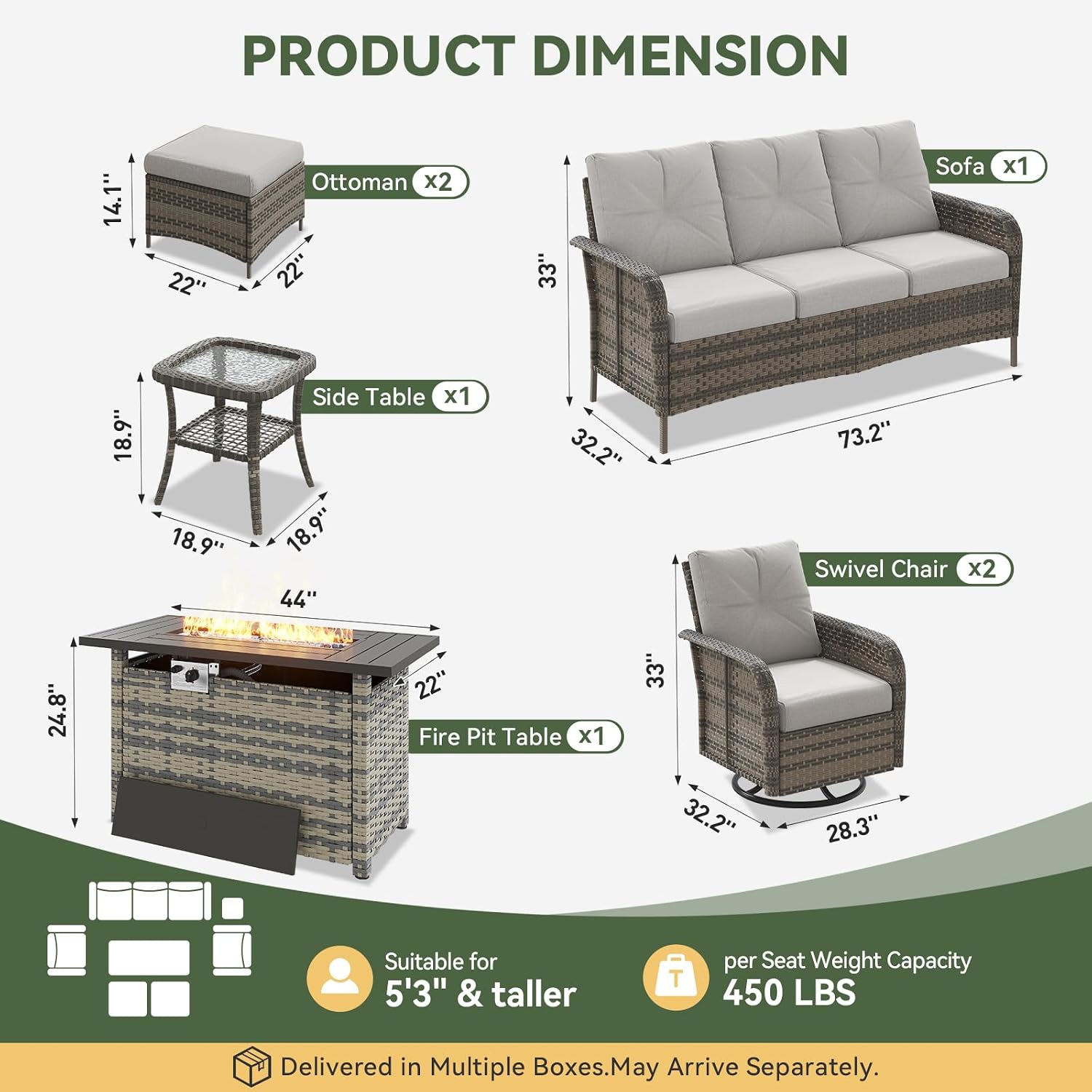 7-Piece Wicker Patio Set with  - Outdoor Furniture Fire Pit Set review and price