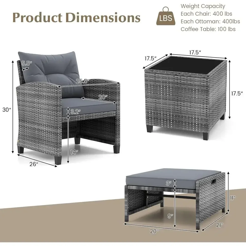 5-Piece Outdoor Wicker Furnitu - Outdoor Furniture Grey review and price