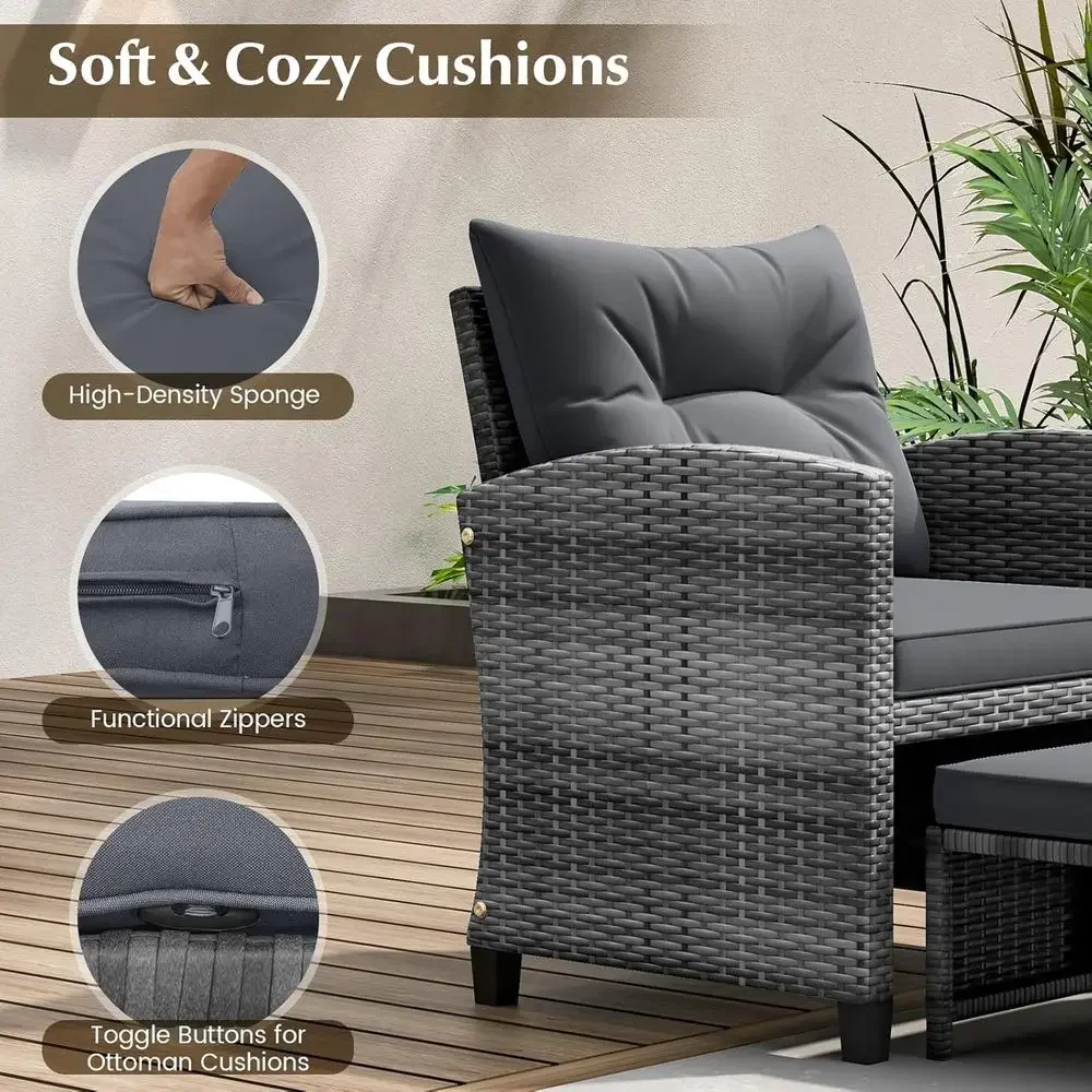 5-Piece Outdoor Wicker Furnitu - Outdoor Furniture Grey review and price
