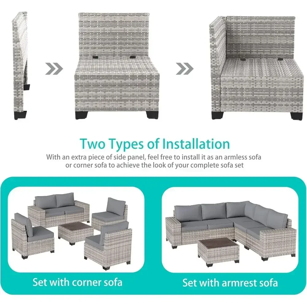 6-Piece Outdoor Wicker Section - Outdoor Furniture Grey review and price