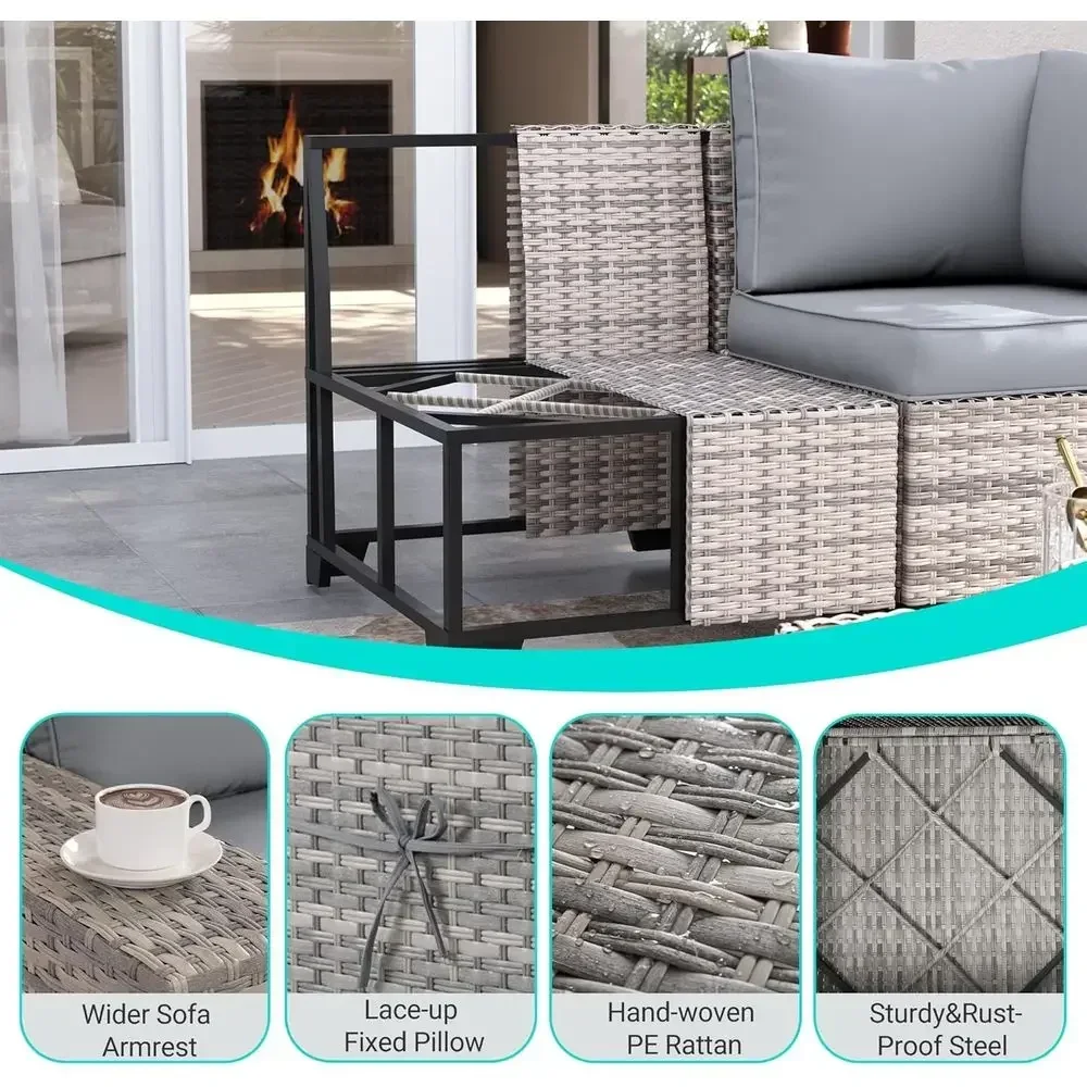 6-Piece Outdoor Wicker Section - Outdoor Furniture Grey review and price